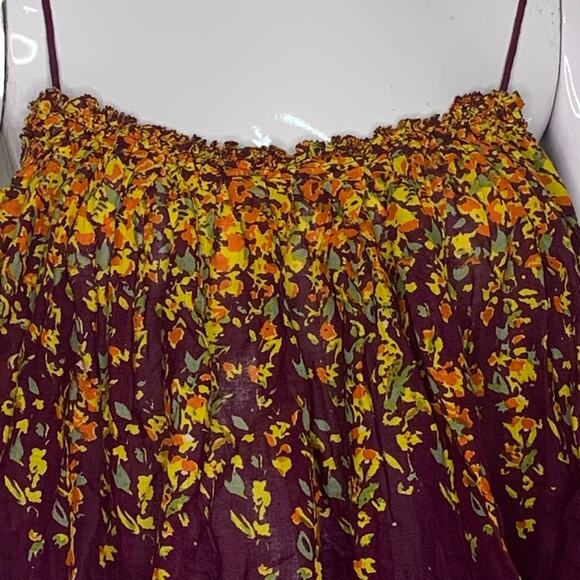 Free People Intimately Top Floral Print Spaghetti Straps Purple/Yellow Size M - Picture 2 of 8
